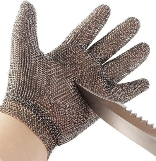 Cut Resistant Glove Food Grade, Stainless Steel Mesh Metal Cutting Gloves, Safety Kitchen Work Glove with Adjustable Wrist Clasp, for Meat Cutting, Oyster Shucking, Mandoline Knife, Fish Fillet