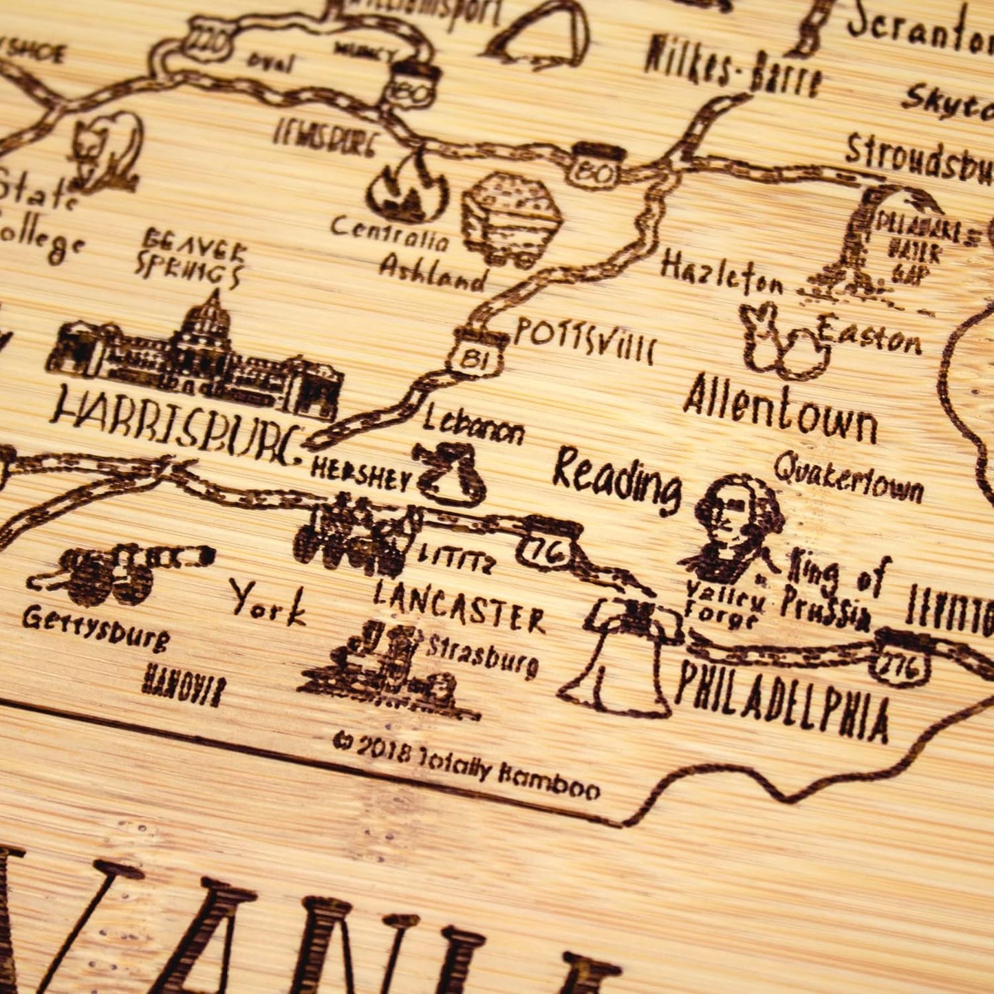 Totally Bamboo A Slice of Life New Jersey State Serving and Cutting Board, 11" x 8.75" - Colors B