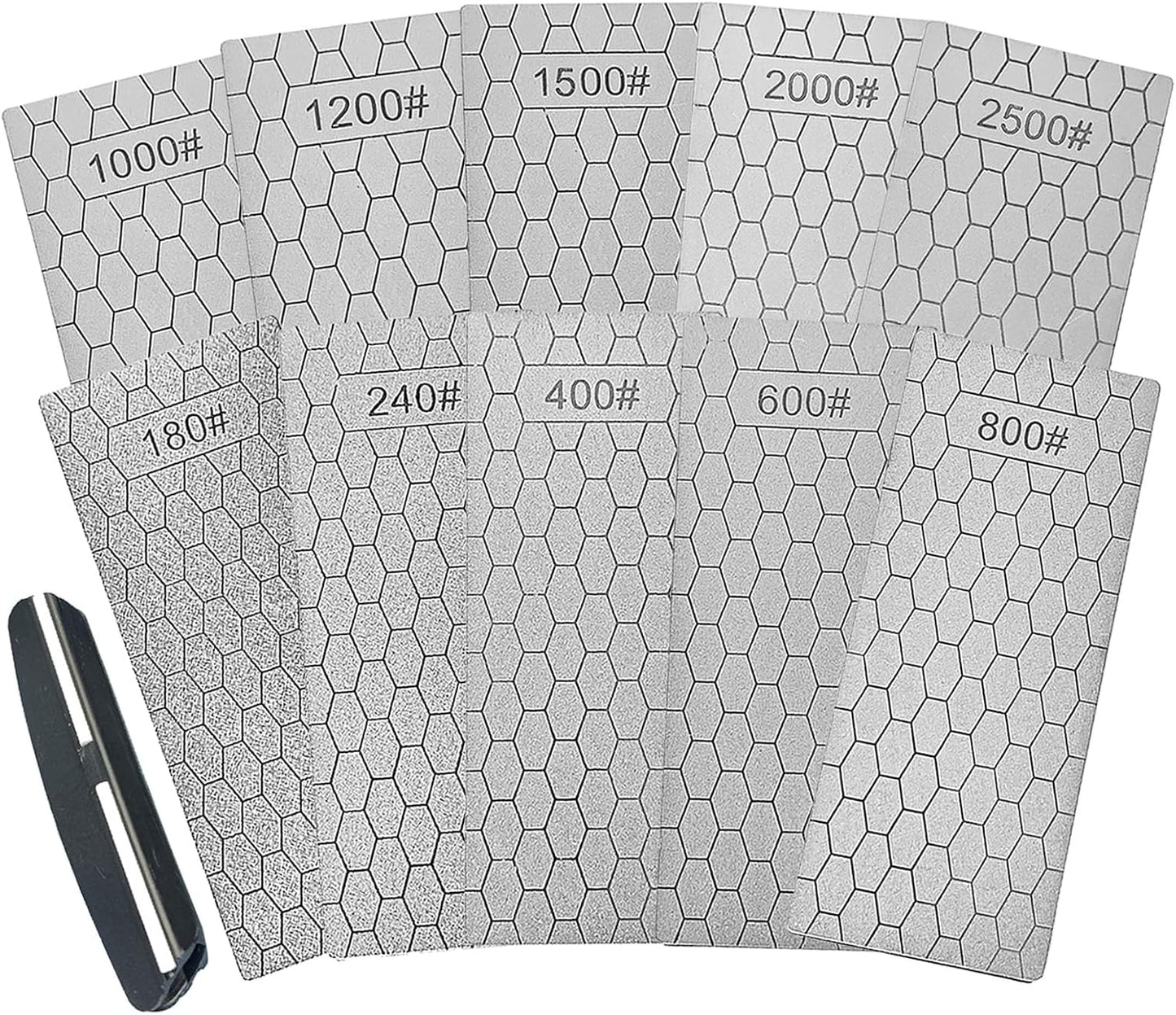 Diamond Sharpening Stone Set,8 Pcs Diamond Lapping Plate Coarse/Medium/Fine Grit Sharpener,240/400/600/800/1000/1500/2000/3000 Grit，Perfect Assistance Sharpener Angle Guide