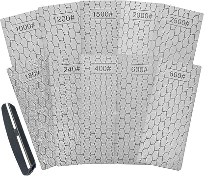Diamond Sharpening Stone Set,8 Pcs Diamond Lapping Plate Coarse/Medium/Fine Grit Sharpener,240/400/600/800/1000/1500/2000/3000 Grit，Perfect Assistance Sharpener Angle Guide