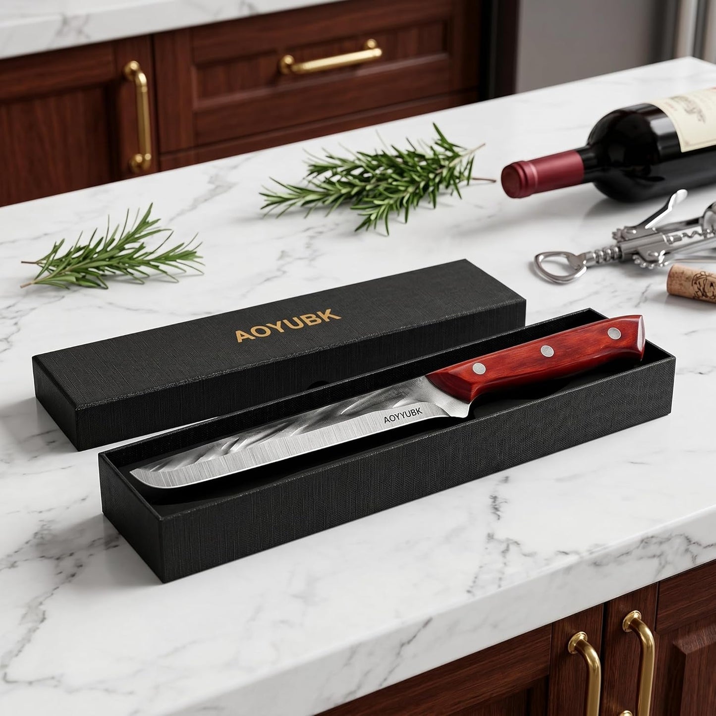 8" Carving Knife - Professional Brisket Slicing Knife for BBQ, Turkey, Ham | High Carbon Stainless Steel | Rosewood Handle | Gift Box Included