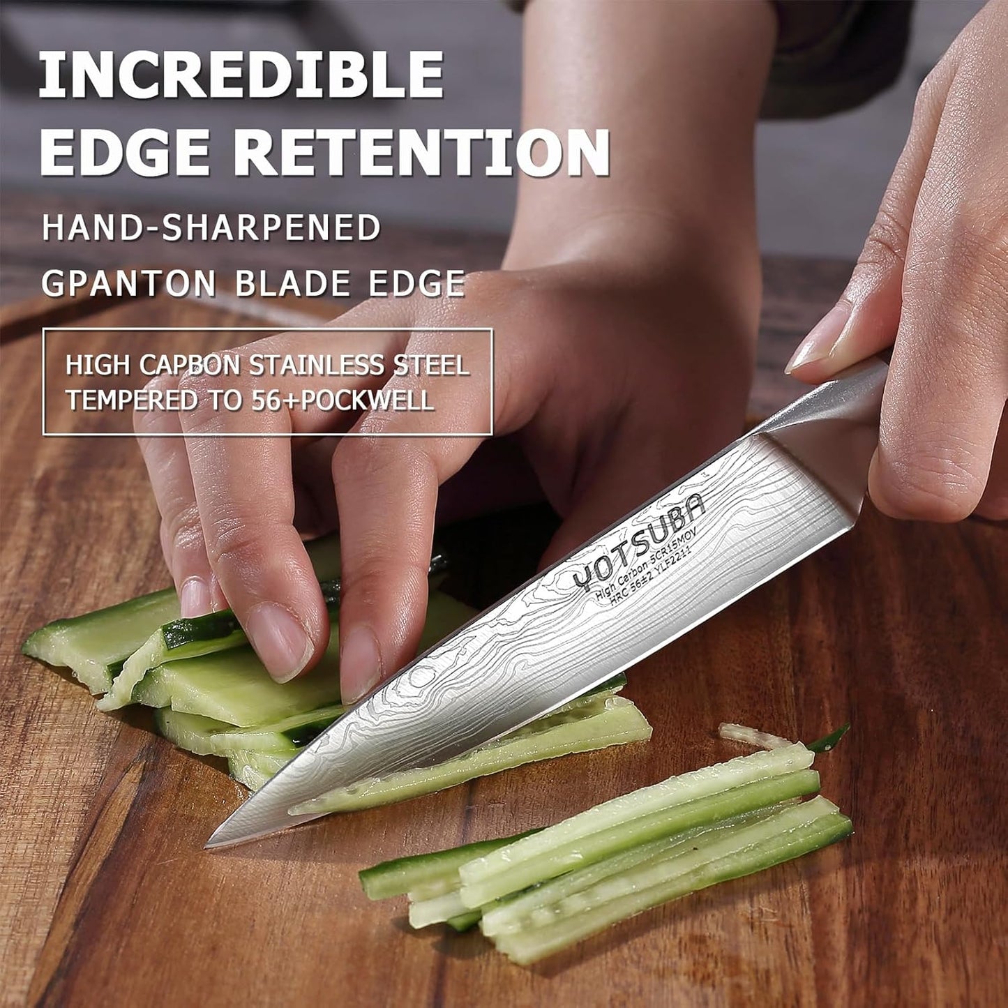 YOTSUBA Carving Knife and Fork Set, Meat Cutting Knife, Razor-Sharp German Stainless Steel Knives Fork Set with Ergonomic Wood Handle, Slicing Knives for Meats, BBQ & Vegetables