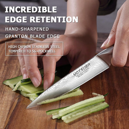 YOTSUBA Carving Knife and Fork Set, Meat Cutting Knife, Razor-Sharp German Stainless Steel Knives Fork Set with Ergonomic Wood Handle, Slicing Knives for Meats, BBQ & Vegetables