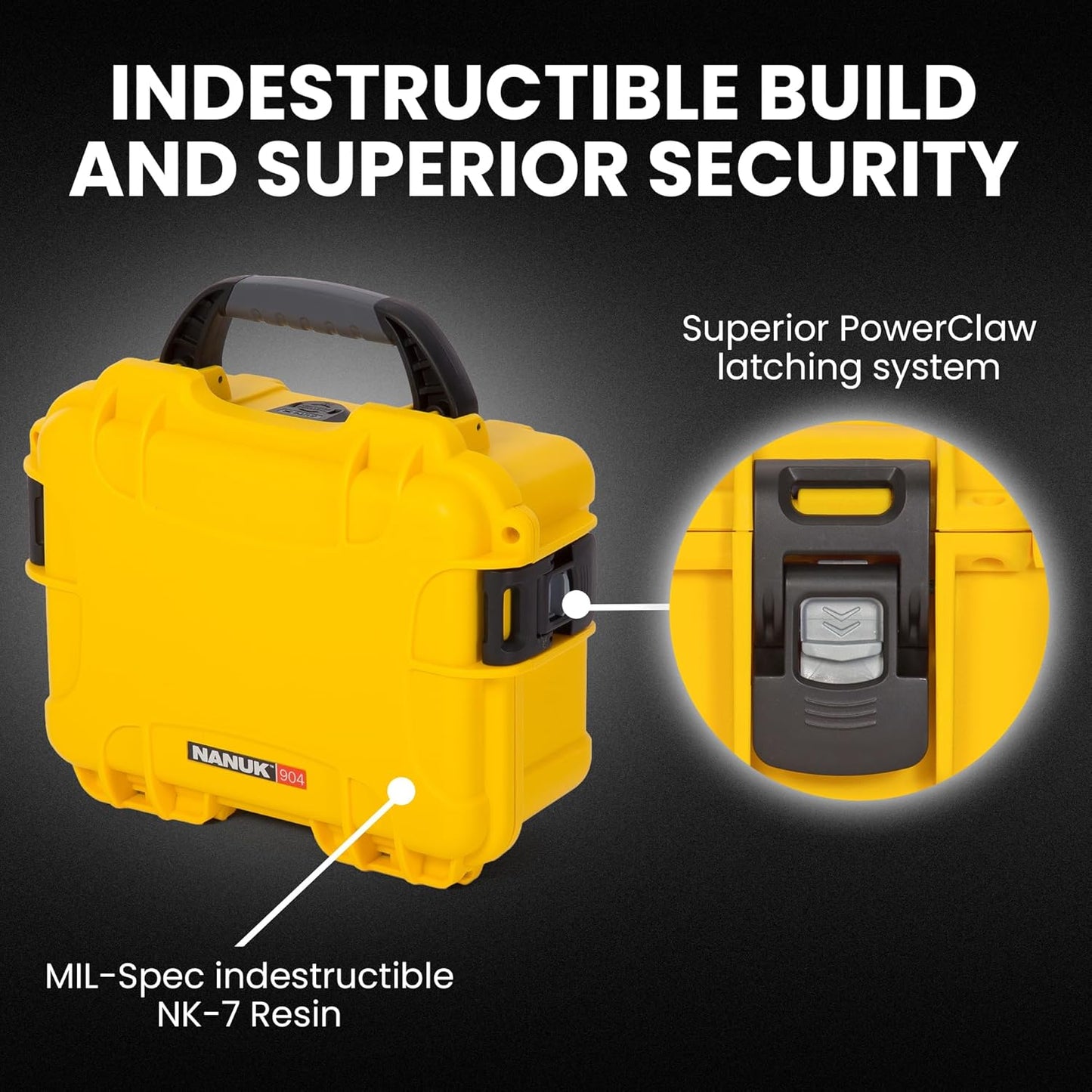 NANUK 904 Hard Case with Foam – IP67 Waterproof Protective Case for Camera, Drone & Gear – Impact-Resistant & Dustproof – Perfect for Travel 10.2" x 7.9" x 4.5" – Yellow