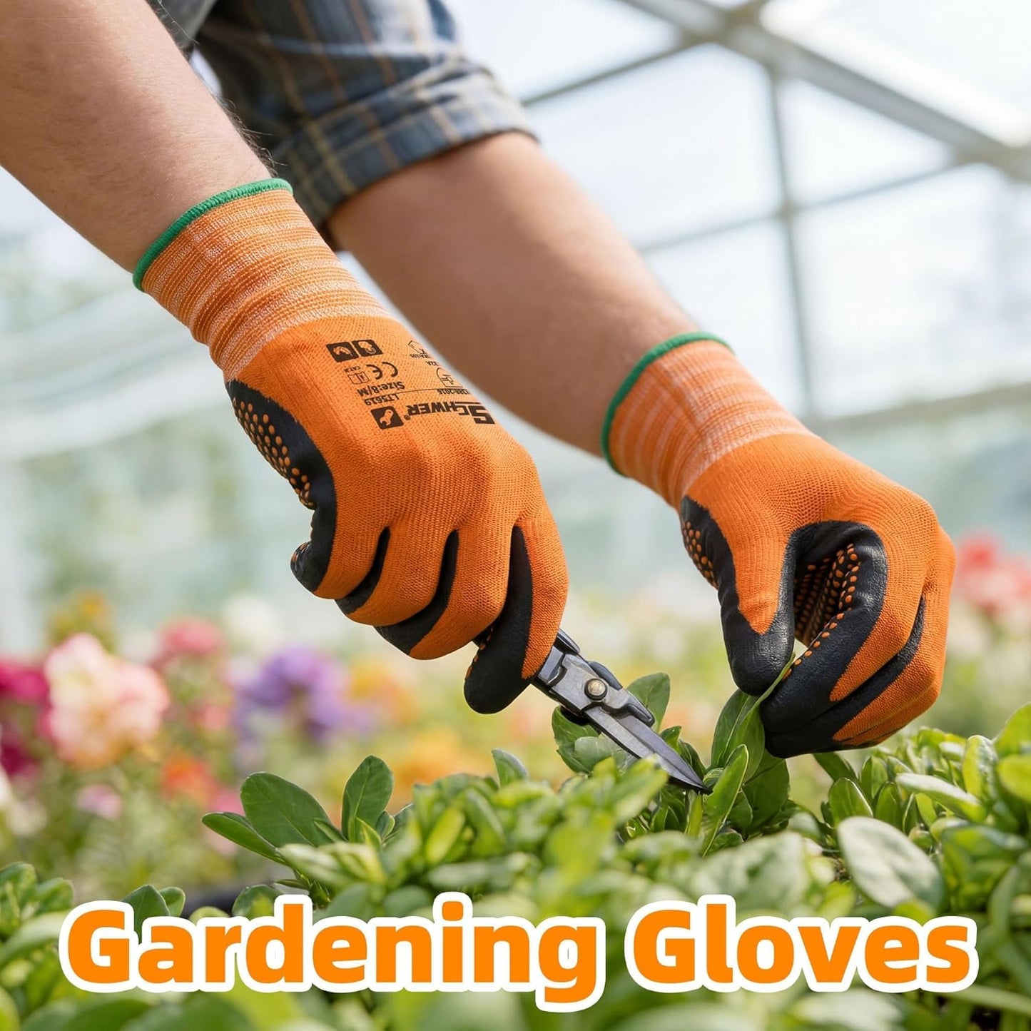 Schwer 3/6/12 Pairs Safety Work Gloves MicroFoam Nitrile Coated, Certified Level 6 Abrasion Resistant Gardening Gloves with MicroDot Grip, Touchscreen, General A1 Cut Resistant Glove, LT5619, S