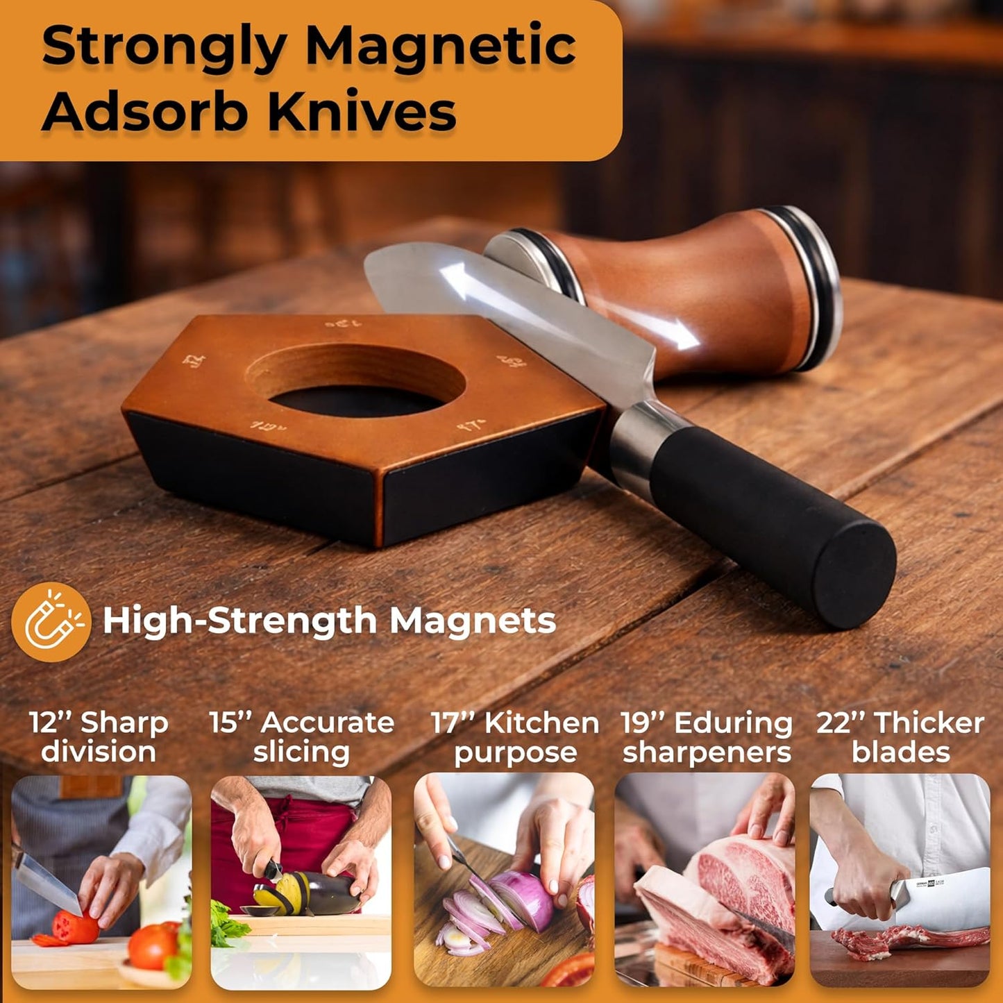 Rolling Knife Sharpener – Professional Kitchen Knife Sharpener- Manual Tumbler Knife Sharpener with 5 Magnetic Angle Guidance for Home & Chef Use.