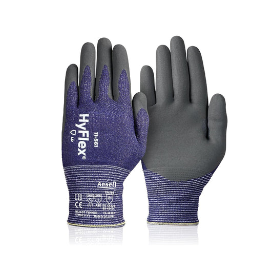 Ansell HyFlex 11-561 Mechanical Ultra-Light Work Gloves for Automotive, Machinery, Metal Fabrication, Mining, Oil, and Gas, Size 9, Blue (Pack of 12)