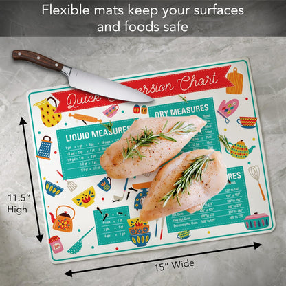 Cut N' Funnel Quick Conversion Flexible Baking Pastry Mat Made in the USA of BPA Free Food Grade Plastic Conversion Measurements for Liquids Dry Cup to Spoon