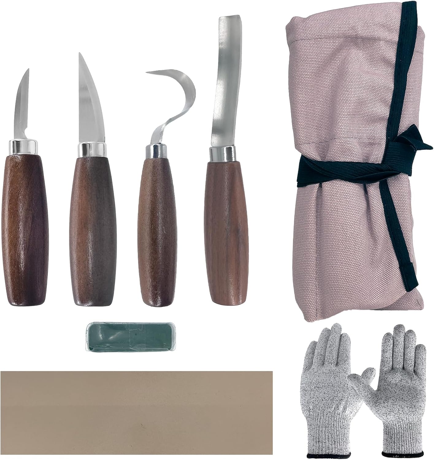 Flonsa Wood Carving Kit, 8 Pcs Wood Carving Tools with Gloves and Storage Bag Professional Whittling Knife Kit for Adults Wood Carving DIY