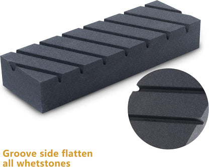 Flattening Stone Set, Two Sharpening Stones Flattener, Grit 180 Black & 320 White Whetstone - Fixer with Grooves for Repair any wet stone