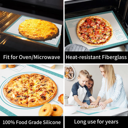 Extra Thick Silicone Baking Mat with Recipes - 26x16 inch Non Stick Pastry Mat with Measurements for Sourdough, Macarons, Bread, Pizza, Dough Rolling, Kneading, Heat Resistant to 480°F Gift for Baker