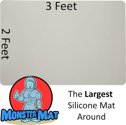 MonsterMat 36x24 Inch Extra Large Silicone Table Protector Craft Mat for Painting, Clay, Projects, Arts and Crafts and More. Easy Clean Up and Rolls for Storage. Largest Mat Available