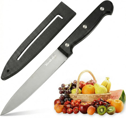 5 Inch Paring Knife with Sheath, Ultra Sharp Stainless Steel Utility Knife with Triple Rivet Ergonomic Handle, 4oz Lightweight Small Kitchen Knife for Fruits And Vegetables Peeling & Slicing