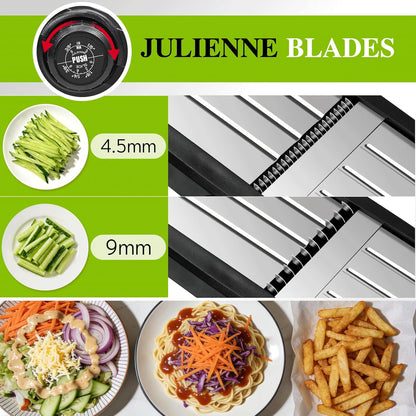 MASTERTOP Adjustable Mandoline Food Slicer,Vegetable Slicer Fruit Cutter,Stainless Steel Kitchen Mandolin,Julienne Slicers for Kitchen Onion Potato, Tomato, Carrot, Vegetable, and Fruit