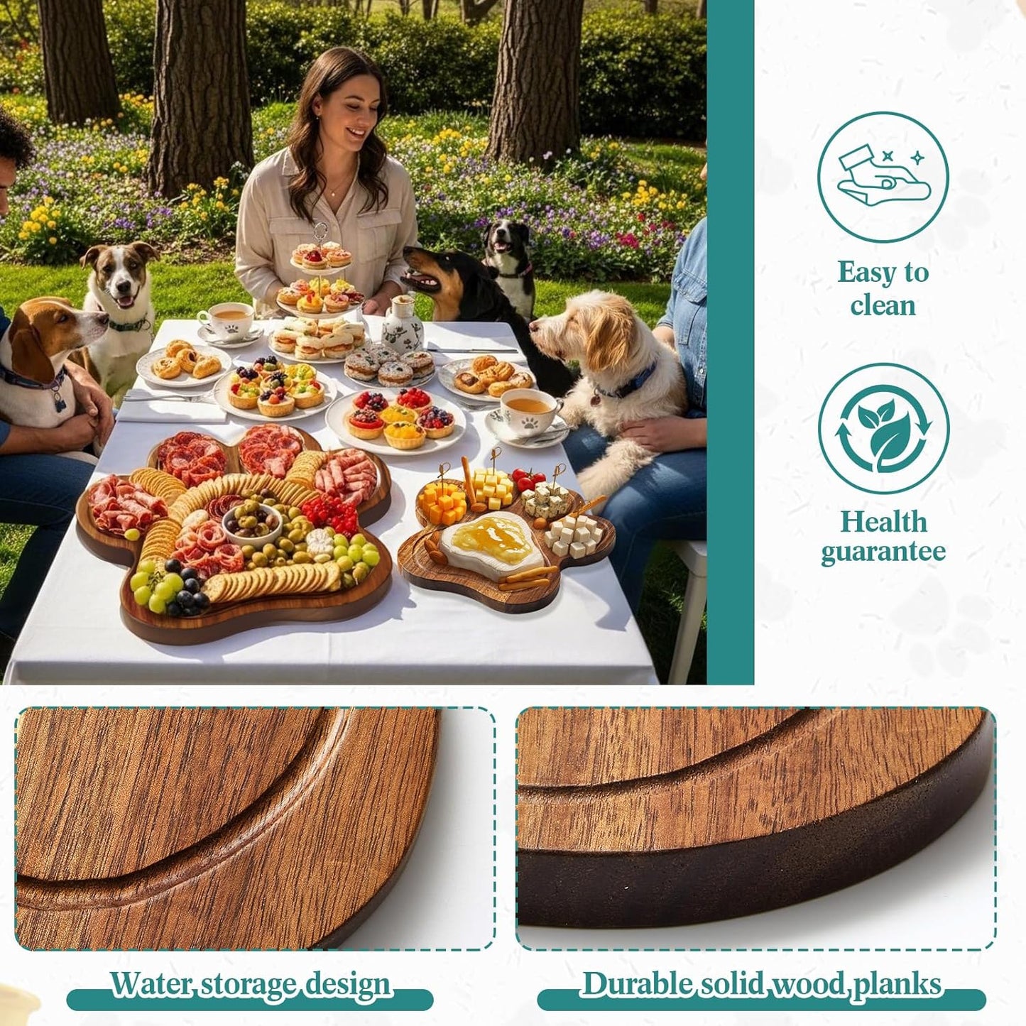 Ziliny Dog Paw Charcuterie Board Gift Set with Knives, Paw Print Cutting Cheese Board Dog Lovers Gifts for Women Acacia Wooden Puppy Platter for Christmas Housewarming Pet Lover Kitchen