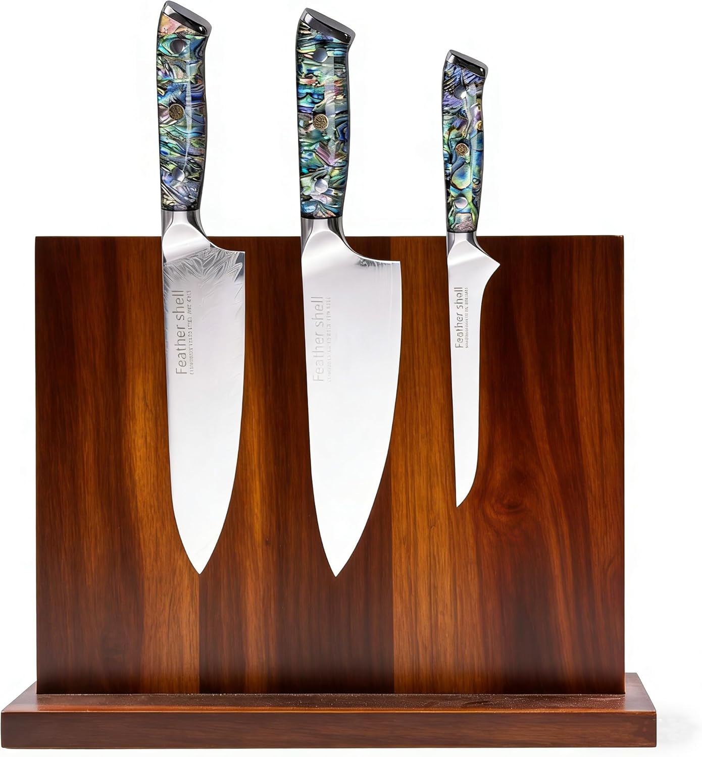 magnetic knife holder - Acacia wood Magnetic Knife Block, Magnetic Knife Storage with double-sided magnetic, blue resin river, 12.59 × 9.84 inches (Without knife)