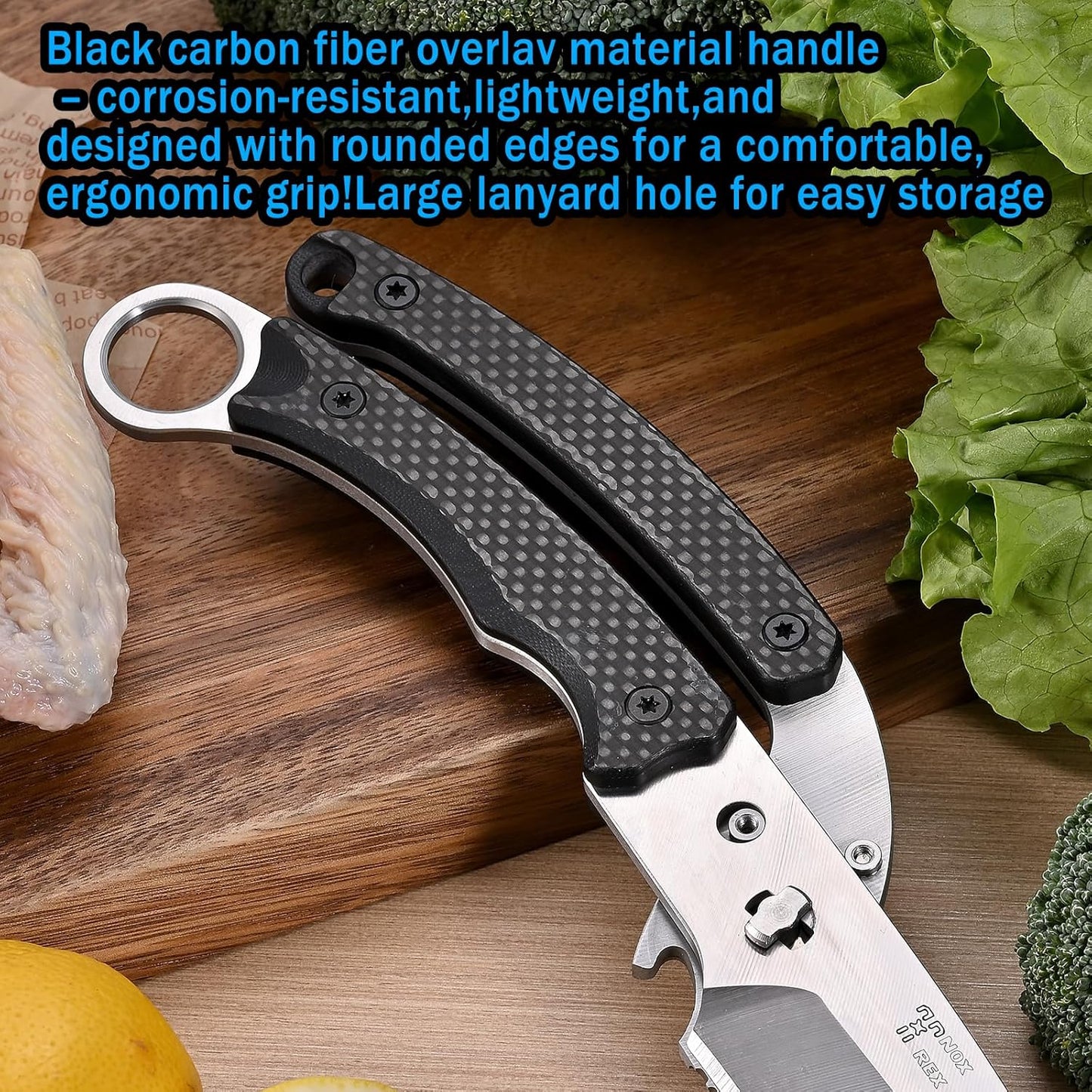 Heavy Duty Kitchen shears, all Purpose shears for food, Poultry Scissors, Stainless Steel Kitchen Scissors for camping, baking G10 Donut Pink