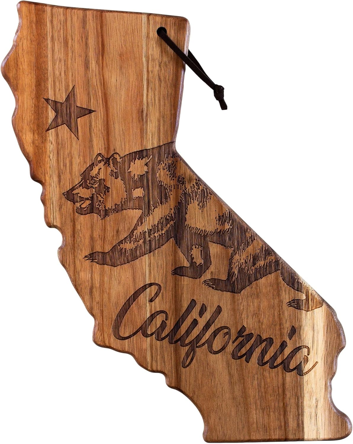 Totally Bamboo Rock & Branch Origins Series New York State Shaped Cutting Board and Charcuterie Serving Tray, Includes Hang Tie for Wall Display