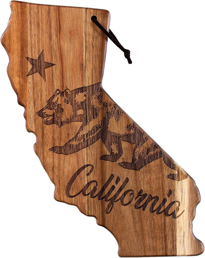 Totally Bamboo Rock & Branch Origins Series New York State Shaped Cutting Board and Charcuterie Serving Tray, Includes Hang Tie for Wall Display