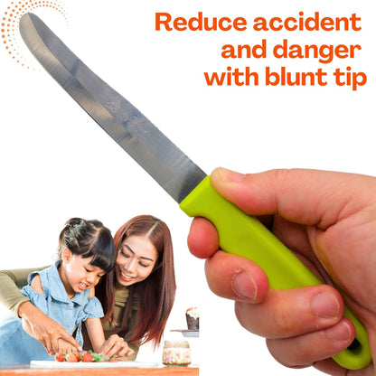 Round Tip Knife, Blunt Knife, Rounded Tip Knives for Cutting Fruit and Vegetable, Smooth Sharp Blade, Safety Knifes (Yellow)