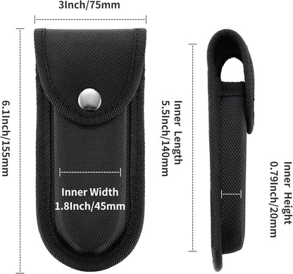 2Pcs Nylon Pocket Knife Sheath, 5''-5.5'' Multitool Pouch, Folding Knife Belt Sheath with Snap Closure and Horizontal or Vertical Carry Belt Loop, Multitool Case for Outdoor or Daily Use, Larger Size