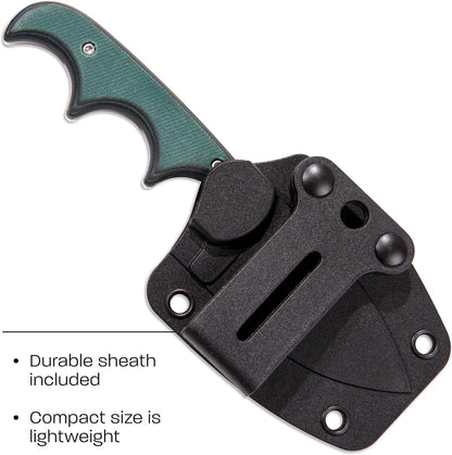 CRKT Minimalist Bowie Outdoor Survival Fixed Blade Knife with Sheath: Stainless Steel Plain Edge Blade, Micarta Handle, 2387