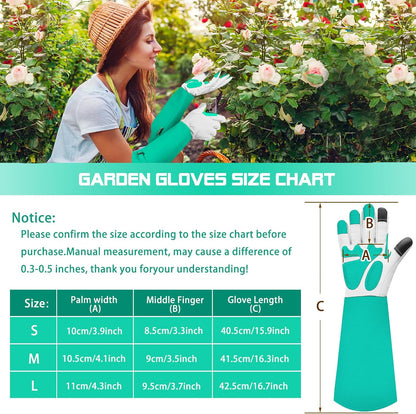 Long Gardening-Gloves Women/Men-Thorn proof Rose Pruning Heavy Duty Gauntlet, Best Garden Gifts for Gardener-L