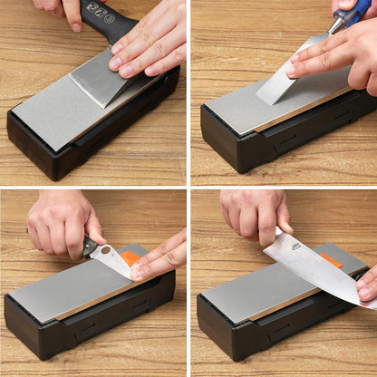 SHARPAL 162N Double-sided Diamond Sharpening Stone Whetstone Knife Sharpener |Coarse 325 / Extra Fine 1200 Grit | Storage Case with NonSlip Base & Angle Guide (8 in. x 3 in.) Fathers Day Gift