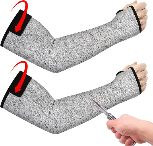 Cut Resistant Sleeves, 1 Pair Protective Sleeves for Arm Protectors for Thin Skin and Bruising with Thumb Hole for Gardening, Welding, Farming, Pet Grooming (Grey)