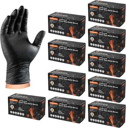ANBOSON 10 Mil Diamond Textured Nitrile Gloves, Heavy Duty Disposable, Extra Thick, Latex & Powder Free, Chemical and Puncture Resistant, Ideal for Auto Repair, Cleaning, Painting, X-Large
