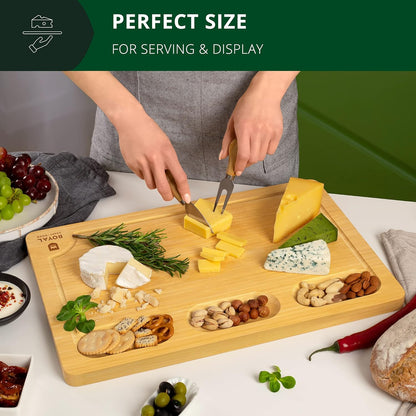 ROYAL CRAFT WOOD Extra Large Cheese Board - Bamboo Cheese Board and Knife Set - Charcuterie Board Set, Charcuterie Platter & Serving Tray