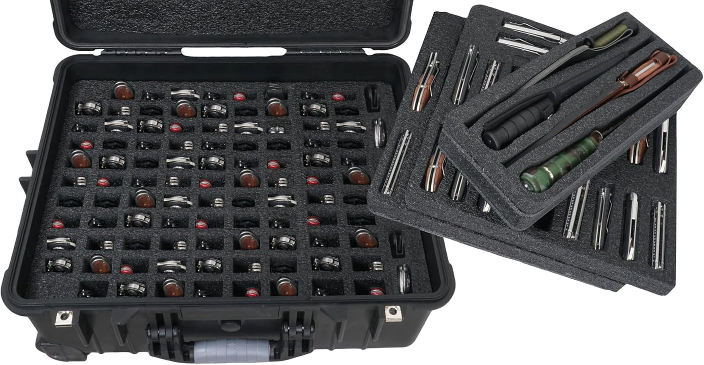 Case Club 147 Folding Knife Case - Hard Sided Travel and Storage Organizer fits a Variety of Folding Knives, Swiss Army Knives, Butterfly Knives, Fixed Blades & More. Lockable, Rugged, Waterproof.