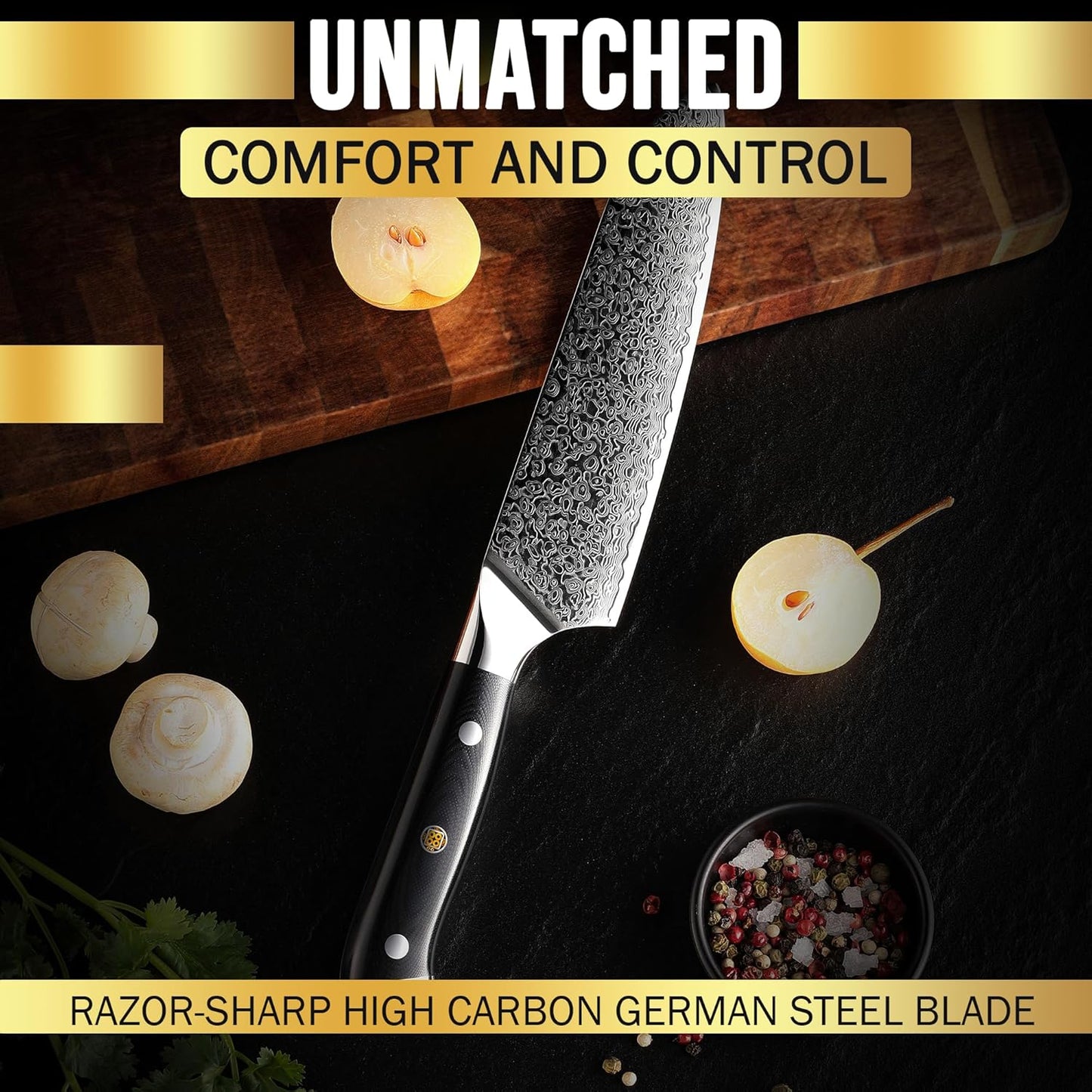 SliceElite Slice Series 8 Inch Carving Knife High Carbon German Stainless Steel Pakkawood Handle Brisket Slicer Chopper BBQ Chef Sharp Fruit Vegetable Butcher Kitchen Cutting Meat Tool Gift Precision