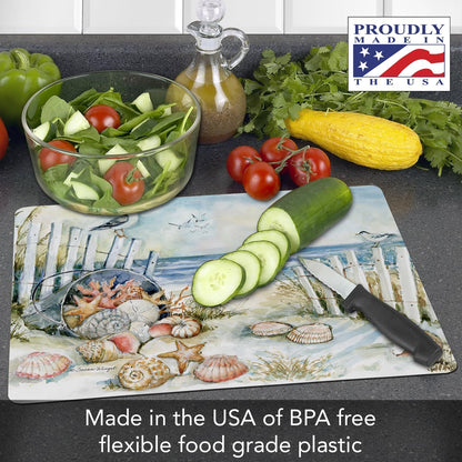 Cut N' Funnel Farmhouse Fall Designer Flexible Cutting Board Mat 15" x 11.5" Made in the USA Decorative Flexible Easy to Clean
