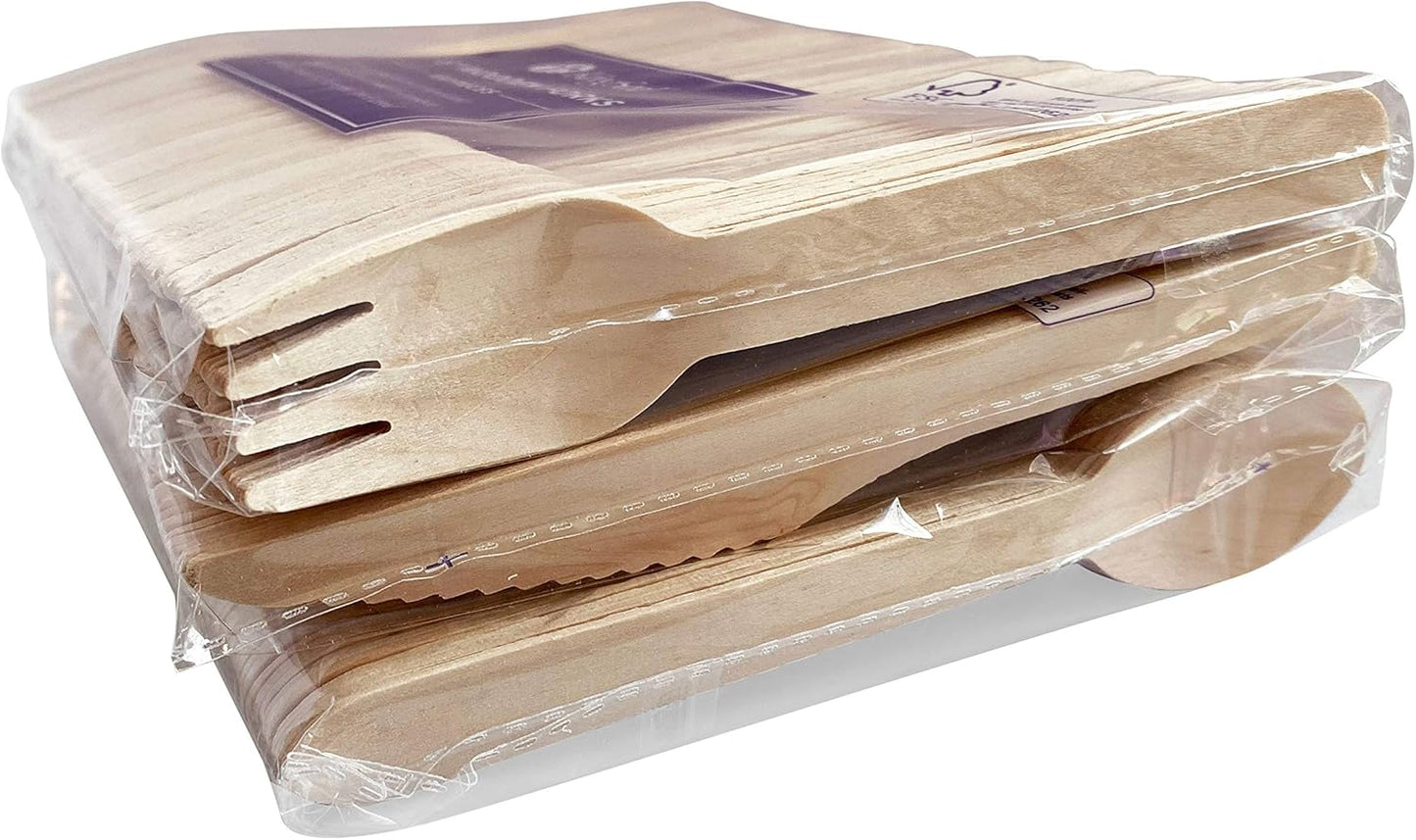 KingSeal FSC Certified Disposable Wood Cutlery Knife, Biodegradable and Earth Friendly, 6.5 Inch Length - 100 Count