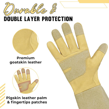 HANDLANDY Rose Pruning Gloves for Men & Women, Long Thorn Proof Gardening Gloves, Breathable Pigskin Leather Gauntlet, Best Garden Gifts & Tools for Gardener