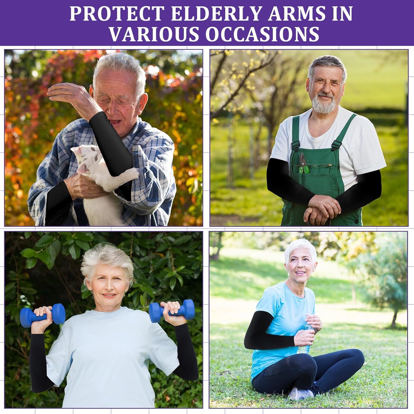 Janmercy 8 Pairs Elderly Skin Thin Protector Sleeves Bruise Abrasions Protective Arm Sleeve