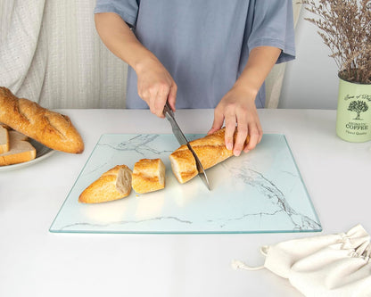 Kitchenville Glass Cutting Board 20”x16”: Tempered Glass Kitchen Counter Protector - Durable- Scratch-Resistant, Heat-Proof - Clear Design