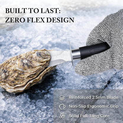 Oyster Shucking Knife Set - 2 Stainless Steel Oyster Shucker and Oyster Shucking Knife with PVC Sheath & 2 Cut Resistant Gloves and Oyster Shucking Kit for All Kinds of Shells, Clam, and Crab