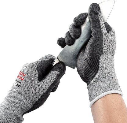 ANSI A9 Cut Resistant Gloves,Cut Resistant Work Gloves,Cut Proof Gloves Nitrile Coated For Metal Fabrication,Woodworking, Construction,Touch Screen,Large