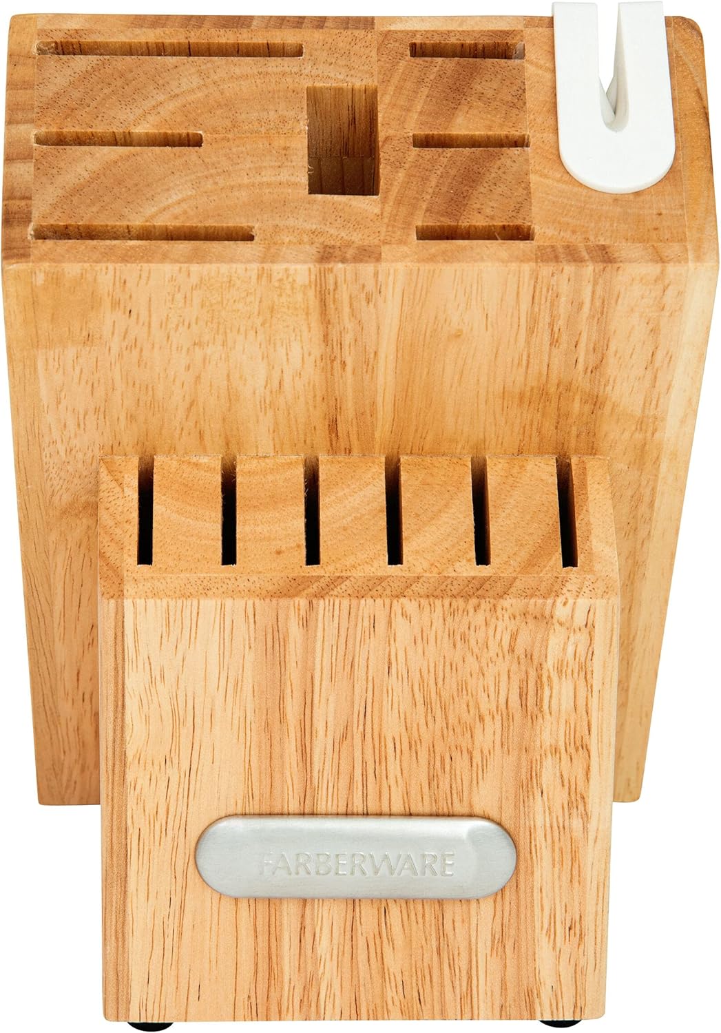 Farberware Edgekeeper Triple Riveted Knife Block Set with Built in Sharpener, 14-Piece, White