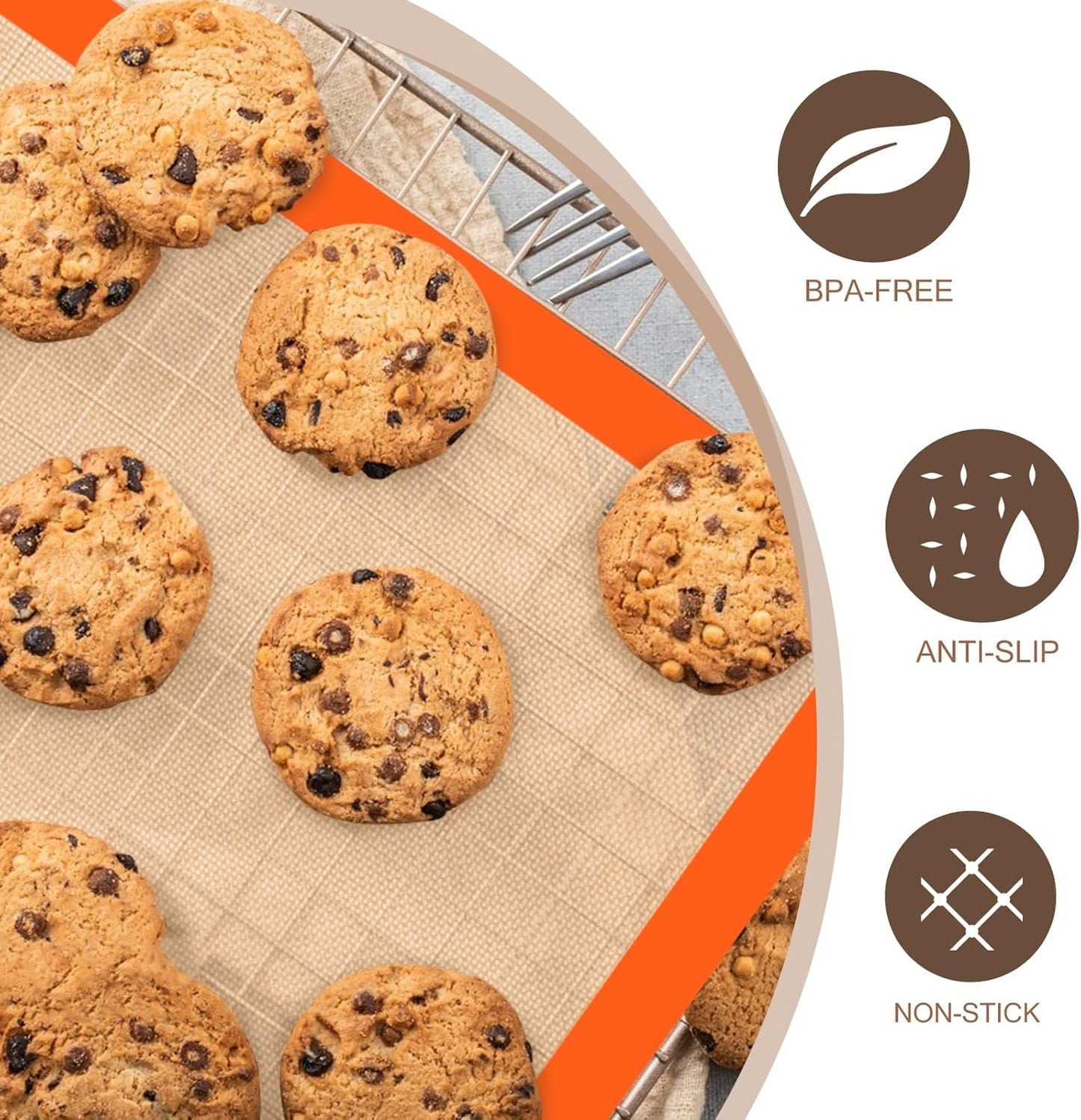 Silicone Baking Mat, 3 Pack Reusable Baking Sheet, Non-Stick ＆ Food Safe Silicone Mats for Baking for Making Cookies Macaroons Bread, Baking Supplies ＆ Accessories