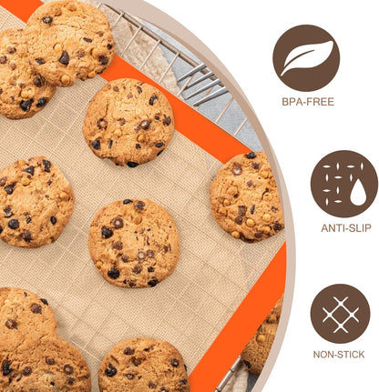 Silicone Baking Mat, 3 Pack Reusable Baking Sheet, Non-Stick ＆ Food Safe Silicone Mats for Baking for Making Cookies Macaroons Bread, Baking Supplies ＆ Accessories