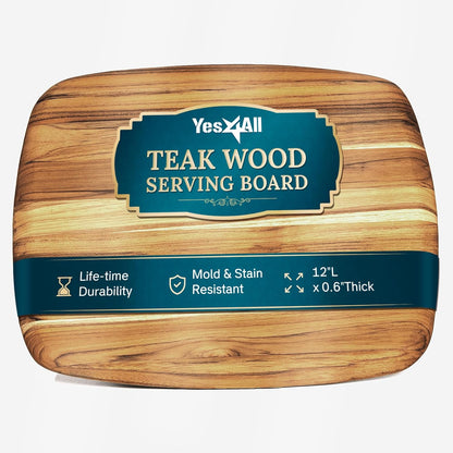 Yes4All Durable Acacia Cutting Boards for Kitchen, [17''Lx13''Wx1.5” Thick] Medium Edge Grain Cutting Board, Pre Oiled Wood Cutting Boards, Thick Chopping Board w/Juice Grooves and Easy Grip Handle