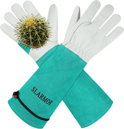 Long Gardening-Gloves Women/Men-Thorn proof Rose Pruning Heavy Duty Gauntlet, Best Garden Gifts for Gardener-L