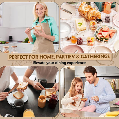 Maxdot 8 PCS 7.5 Inch Teak Butter Spreader Knife Set Wooden Butter Knives Teak Wood Utensils for Spreading Butter Jam Cheese Cake Smooth Surface Kitchen Tool for Home & Parties