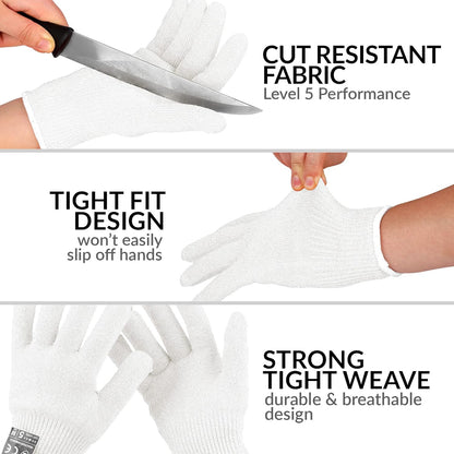Zulay Cut Resistant Gloves Food Grade Level 5 Protection - Comfortable Safety Cutting Gloves - Cut Resistant Work Gloves