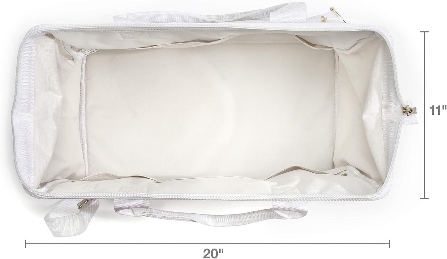 Dickies 20-Inch Durable Canvas Work Bag for Painters, Carpenters, and Builders, Heavy-Duty Zipper, Reinforced Handles, Exterior Pockets, Shoulder Strap, White