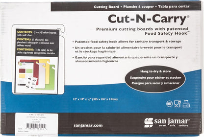 Carlisle FoodService Products CB1218QS 4 Piece Cut-N-Carry Board System Set with Free Smart Chart, 18" Length x 12" Width x 1/2" Thick