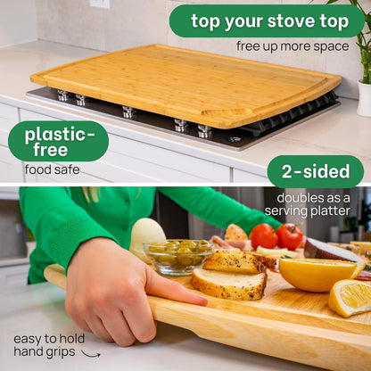 Greener Chef 30 x 20 Organic Extra Large Cutting Board with Lifetime Replacements – Wood Bamboo Chopping Board - Wooden Butcher Block Cutting Board for Carving Turkey, Grilling Brisket and BBQ